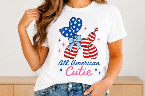All American Cutie Balloon Dog 4th of July Design