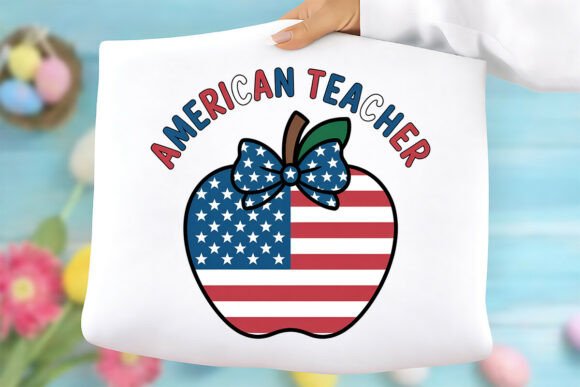 American Teacher Patriotic Apple PNG – A Versatile Digital Design for Creative Projects