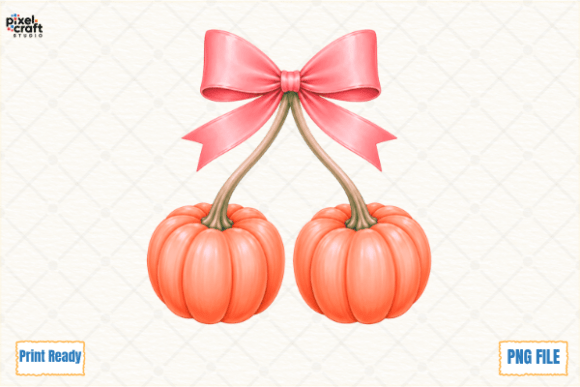 Coquette Fall Pumpkin Cherries Bow PNG: A Versatile Digital Design for Autumn Aesthetics