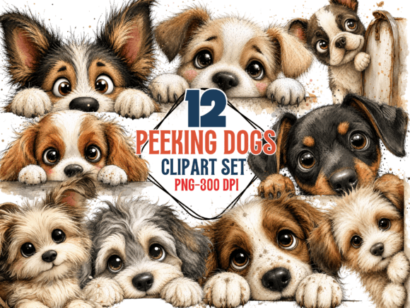 Cute Peeking Dogs Clipart Set PNG: A Creative Asset for Modern Designers
