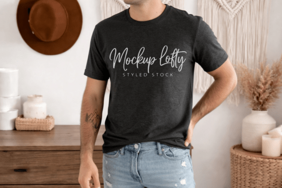 Dark Heather Grey BC3001 T-shirt Mockup