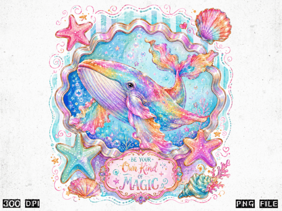 Fantasy Rainbow Whale PNG
