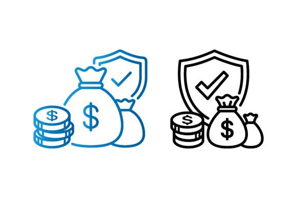 Financial Security Icons with Money Bags
