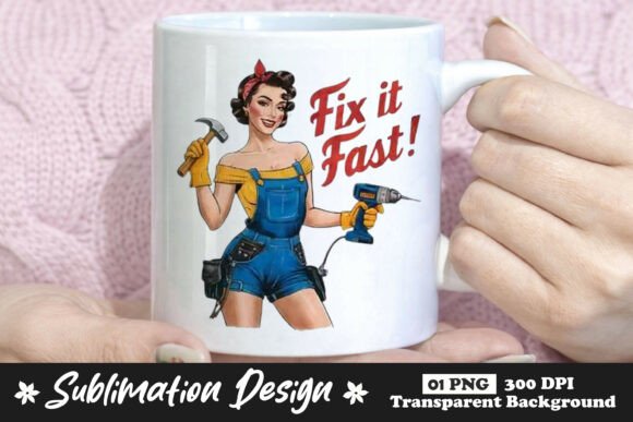 Fix It Fast Retro Handyman Woman PNG: A Versatile Tool for Creative and Practical Use