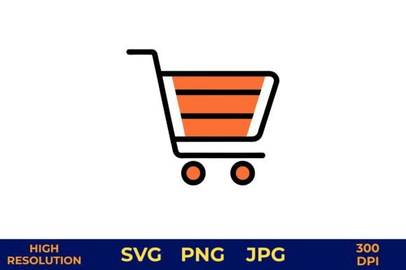 Flat Shopping Cart Icon in Orange: A Versatile Design Asset for Modern Retail and Branding