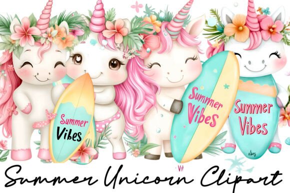 Free Summer Unicorn Clipart PNG