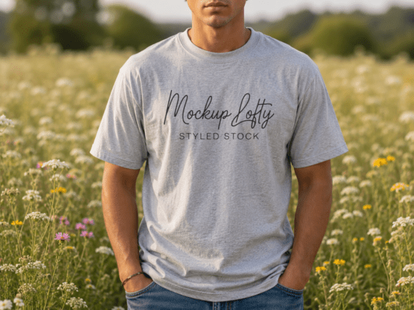 Gildan 5000 Summer Male Mockup 7