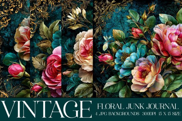 Junk Journal Floral Backgrounds, S30