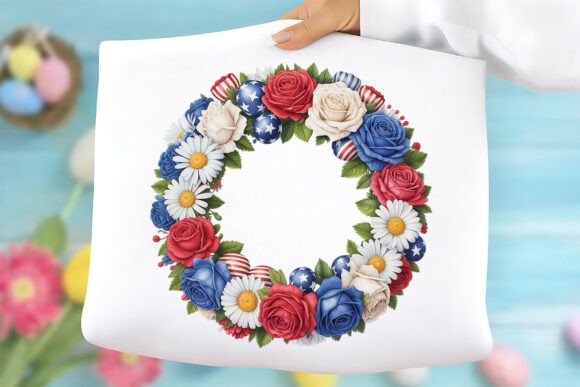 Patriotic Floral Wreath PNG