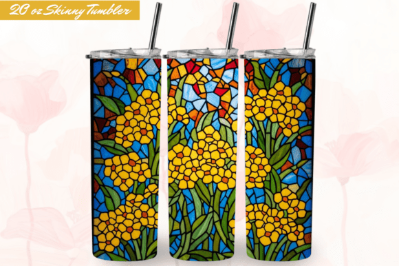 Stained Glass Floral 20oz Skinny Tumbler – Elevate Your Sublimation Creations