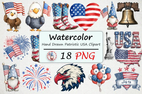 Watercolor USA Clip Art for Creative Projects