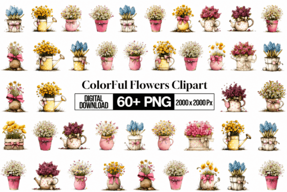 Whimsical Spring Flower Clipart: A Creative Asset for Modern Workflows