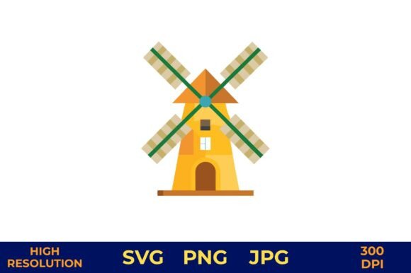 Windmill Vector Icon on White Backdrop